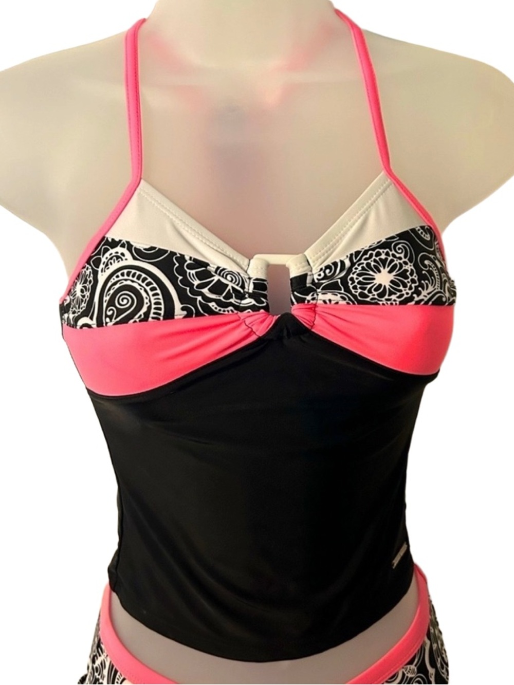 Pink & Black Strap Tankini Set! Girls Size 8! Excellent Condition! - Picture 2 of 5